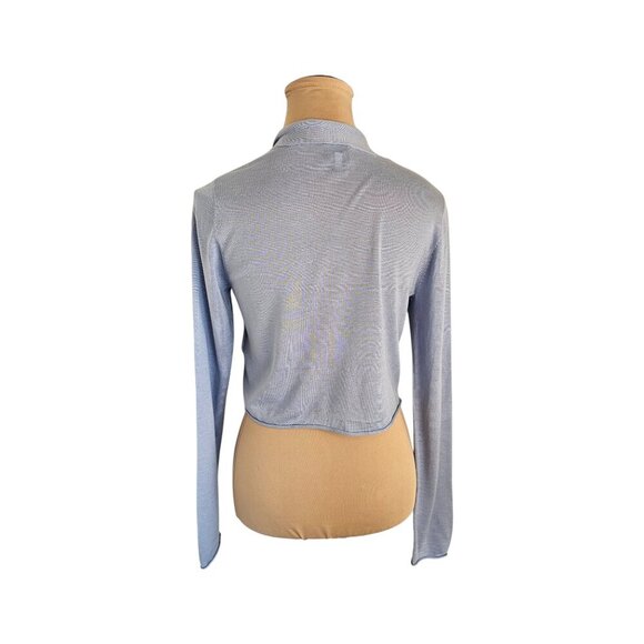 Eileen Fisher Light Blue Cropped Silk Blend Open Front Cardigan Sz S - Picture 6 of 8